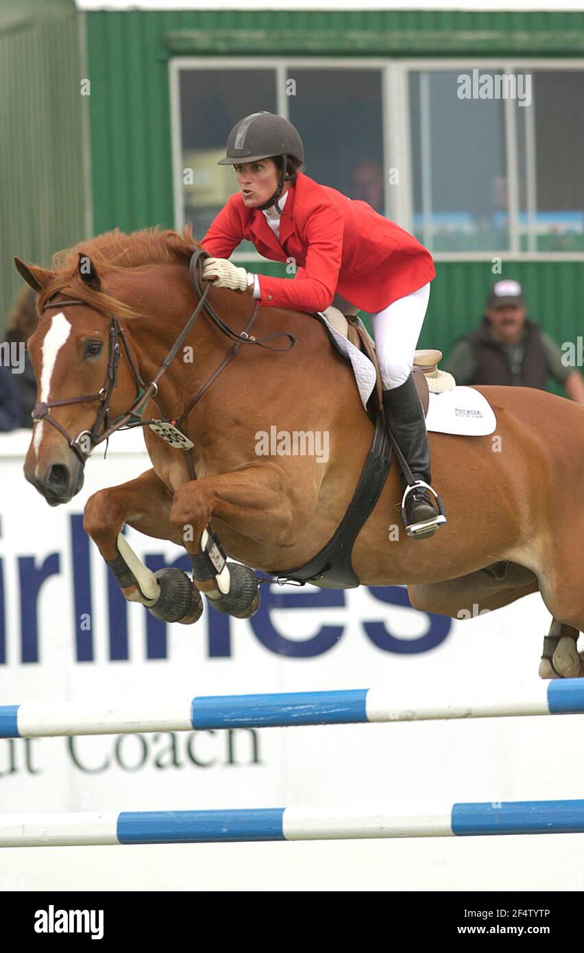 Kanada 1 Spruce Meadows 2002, Cara Anthony, USA Reiten Cast Away Ladd Stockfoto