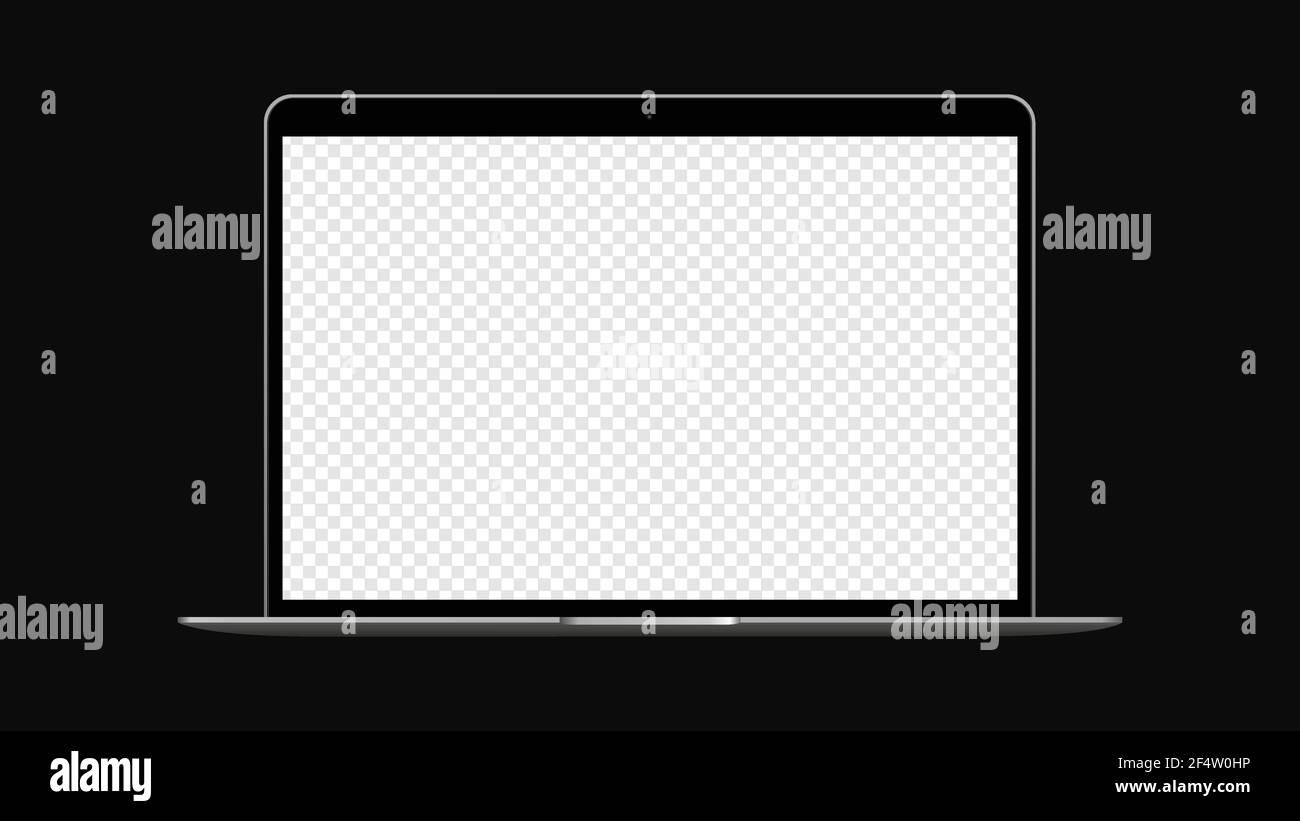 Laptop realistisches Mockup mit transparentem Hintergrund. Vektorgrafik Stock Vektor
