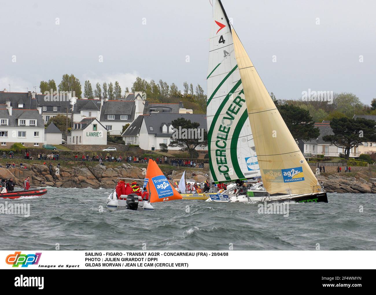 SEGELN - FIGARO - TRANSAT AG2R - CONCARNEAU (FRA) - 20/04/08 FOTO : JULIEN GIRARDOT / DPPI GILDAS MORVAN / JEAN LE CAM (CERCLE VERT) Stockfoto