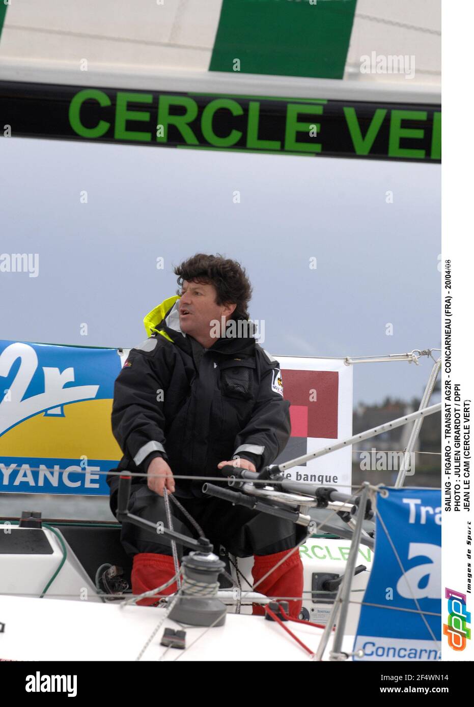 SEGELN - FIGARO - TRANSAT AG2R - CONCARNEAU (FRA) - 20/04/08 FOTO : JULIEN GIRARDOT / DPPI JEAN LE CAM (CERCLE VERT) Stockfoto