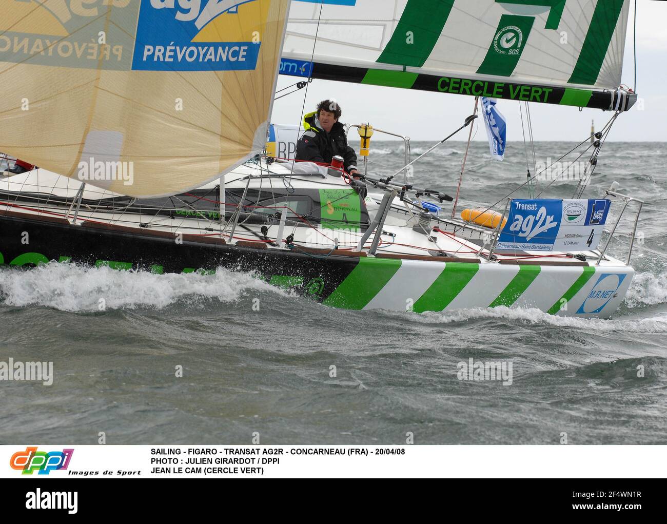 SEGELN - FIGARO - TRANSAT AG2R - CONCARNEAU (FRA) - 20/04/08 FOTO : JULIEN GIRARDOT / DPPI JEAN LE CAM (CERCLE VERT) Stockfoto