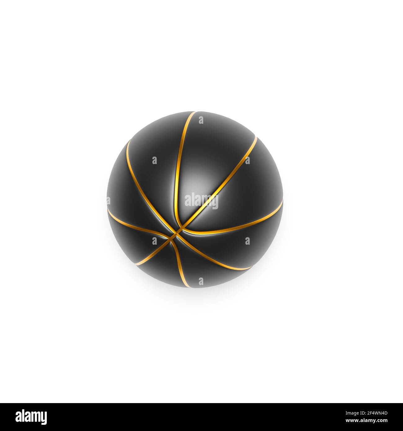 Schwarzer Basketball mit Gold auf hellem Hintergrund, 3D Rendering Stockfoto