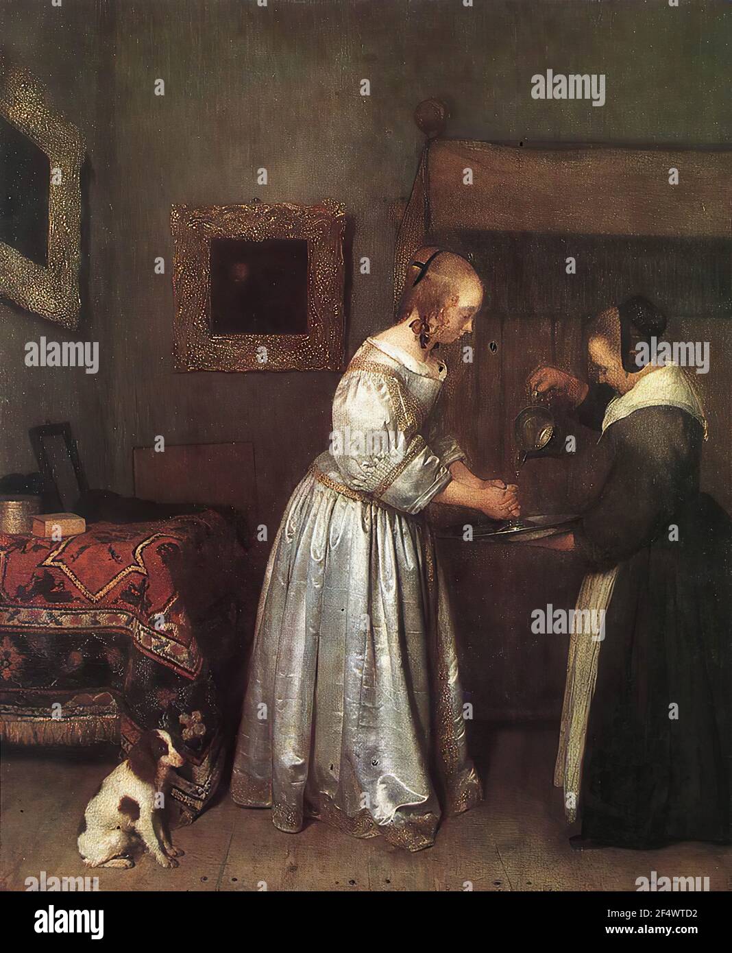 Gerard ter Borch - Frau, die Hände wäscht C 1655 Stockfoto