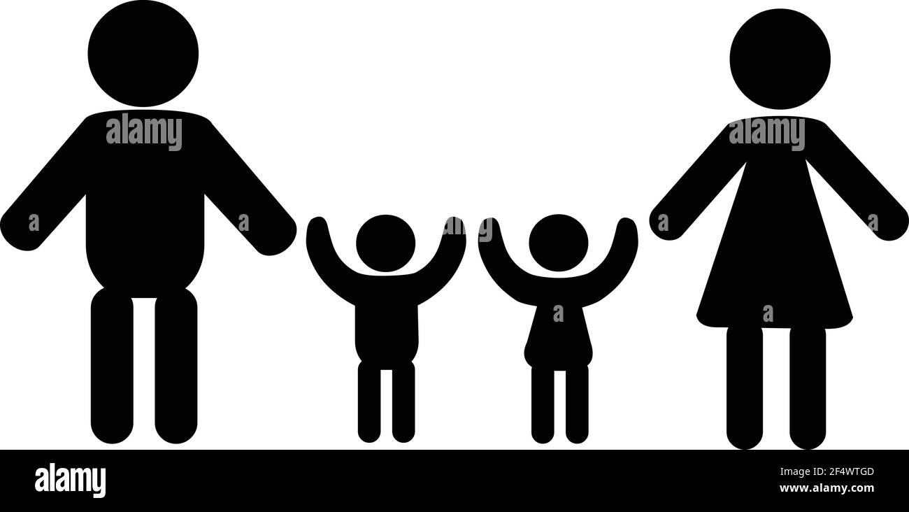 familie-silhouette-stick-figur-vektor-illustration-isoliert-auf-wei-em