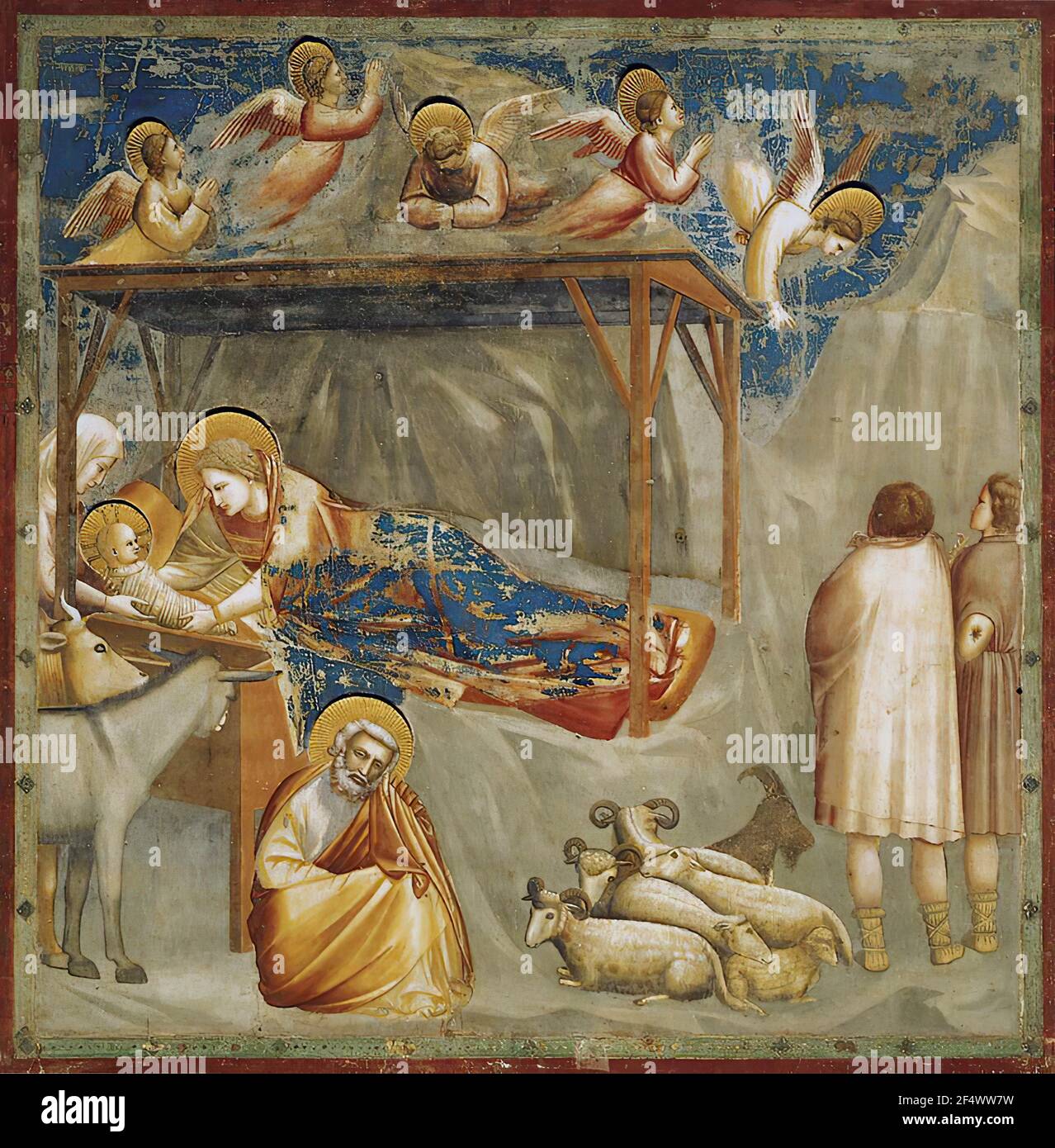 Giotto di Bondone - Geburt Jesu C 1306 Stockfoto