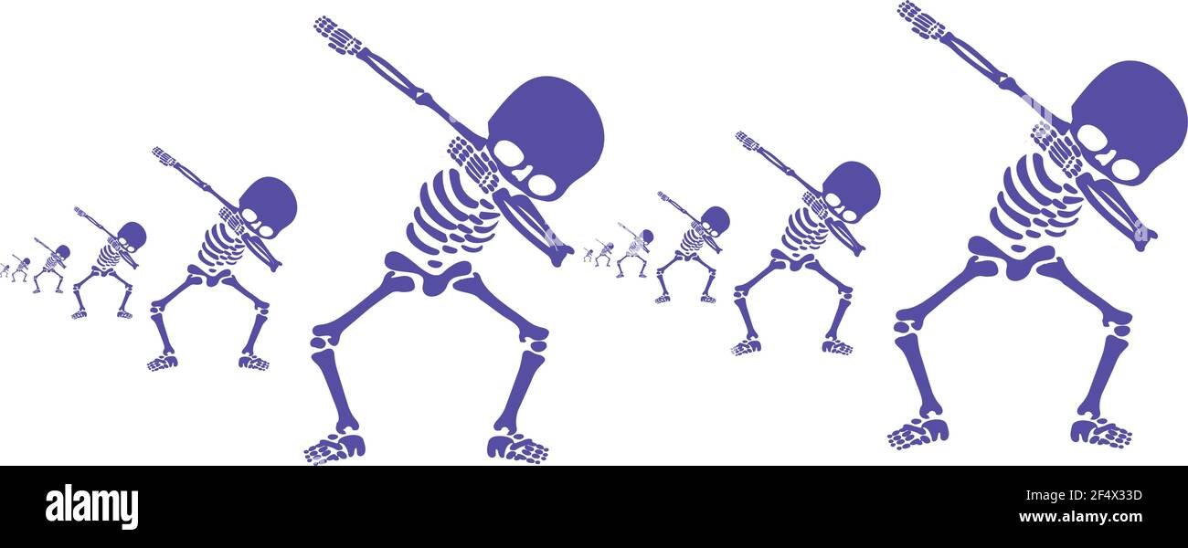 Skelett, Skelette, Tupfer, Dabbing, Tänzerin, Design, Designs, neu, aktuell, Spaß, Lustig, Geste, Grafik , Happy Halloween, Stock Vektor