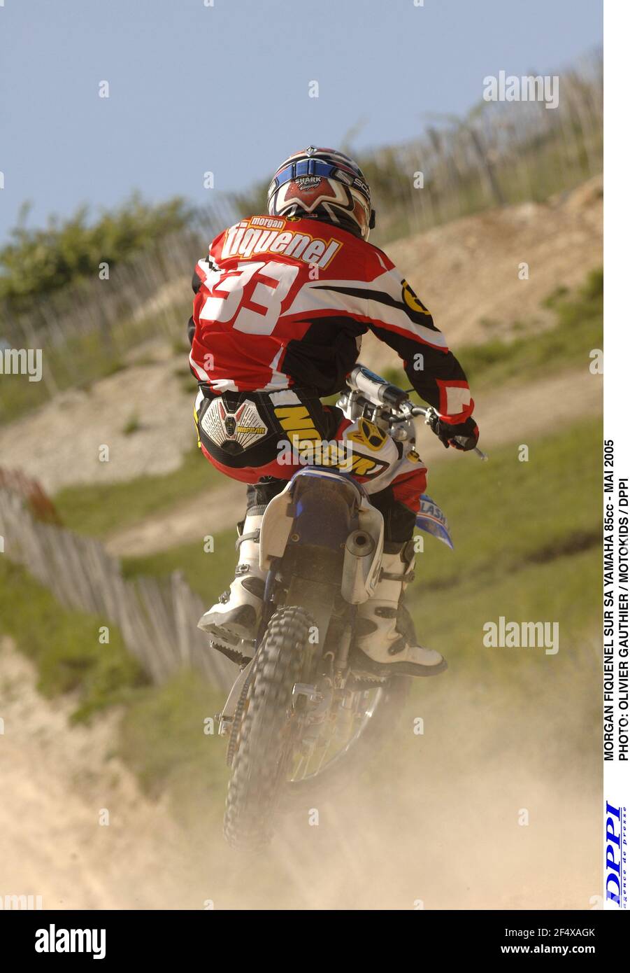 MORGAN FIQUENEL SUR SA YAMAHA 85CC - MAI 2005 FOTO: OLIVIER GAUTHIER / MOTOKIDS / DPPI Stockfoto