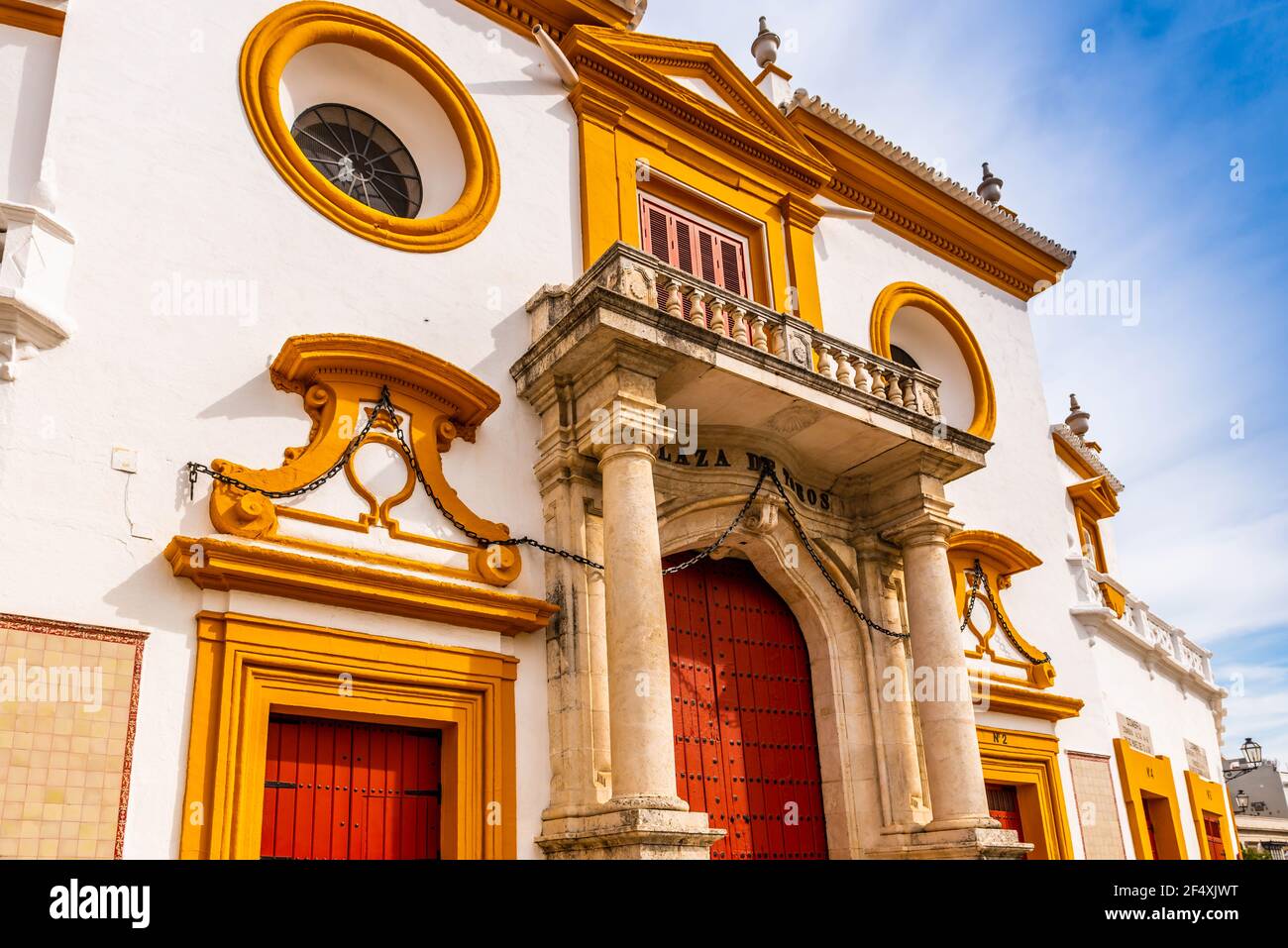 Die Stierkampfarena von Sevilla in Andalusien, Spanien Stockfoto