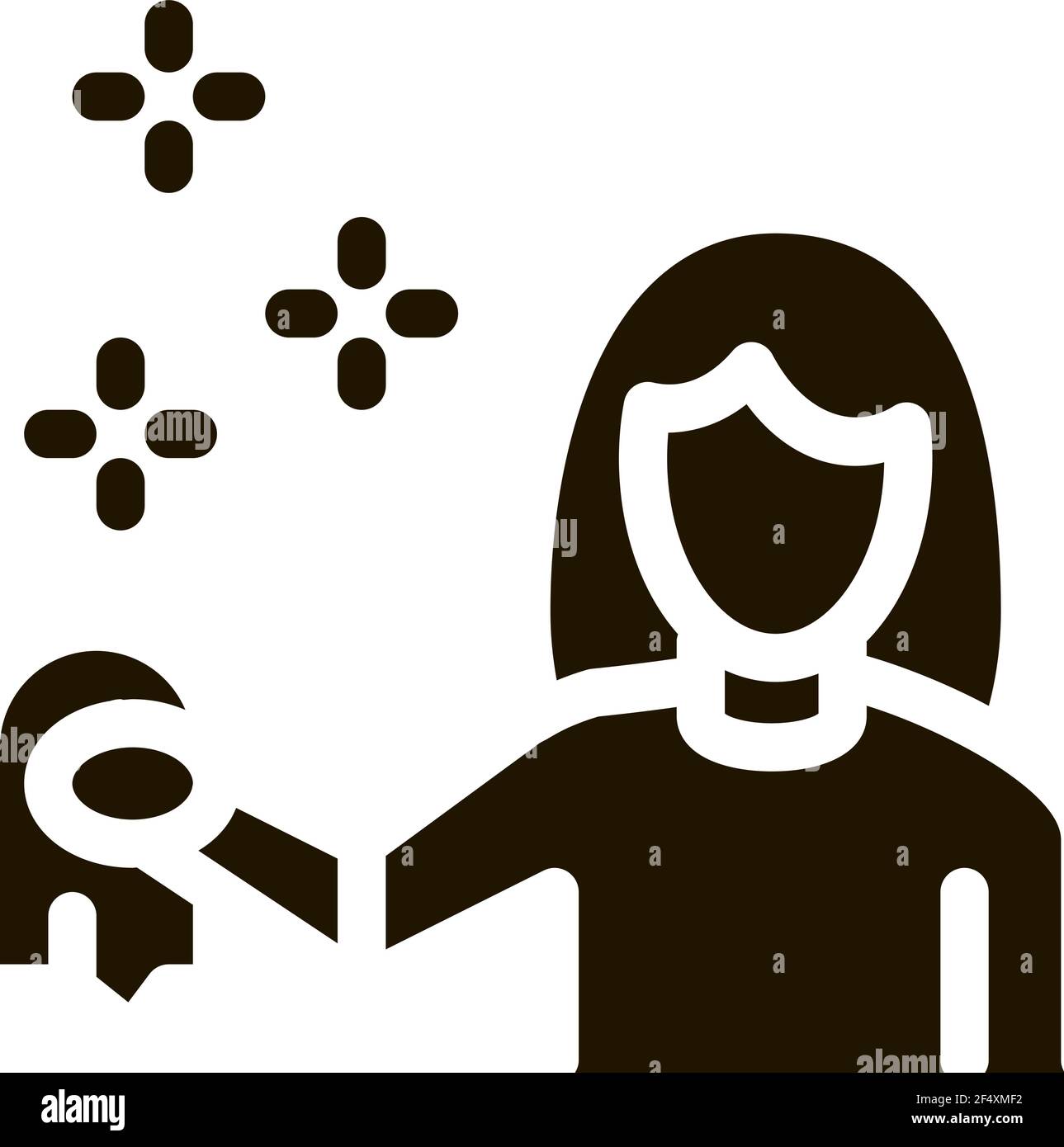 Frau Reinigung Symbol Vektor Glyphe Illustration Stock Vektor