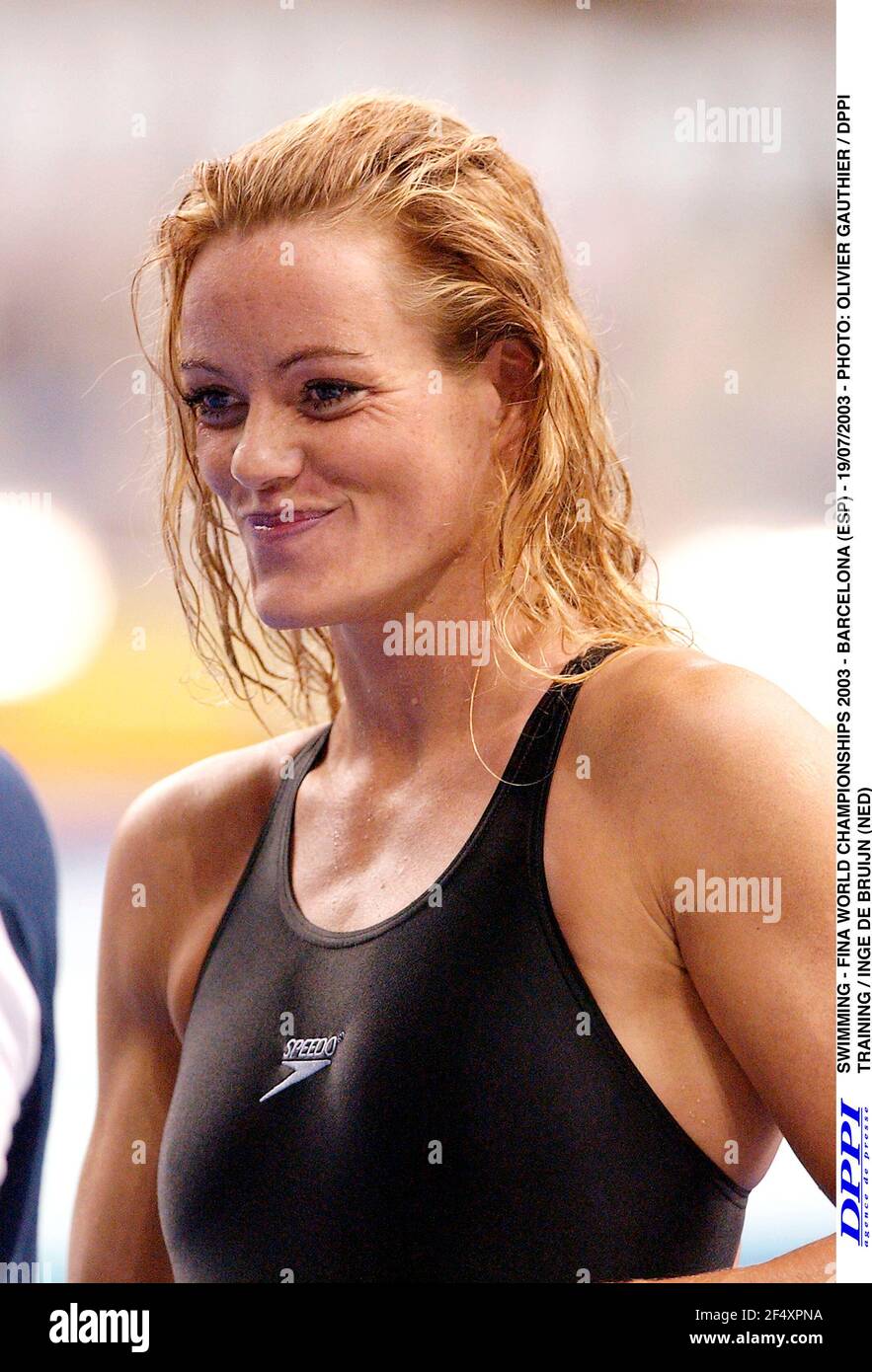 SCHWIMMEN - FINA-WELTMEISTERSCHAFT 2003 - BARCELONA (ESP) - 19/07/2003 - FOTO: OLIVIER GAUTHIER / DPPI TRAINING / INGE DE BRUIJN (NED) Stockfoto