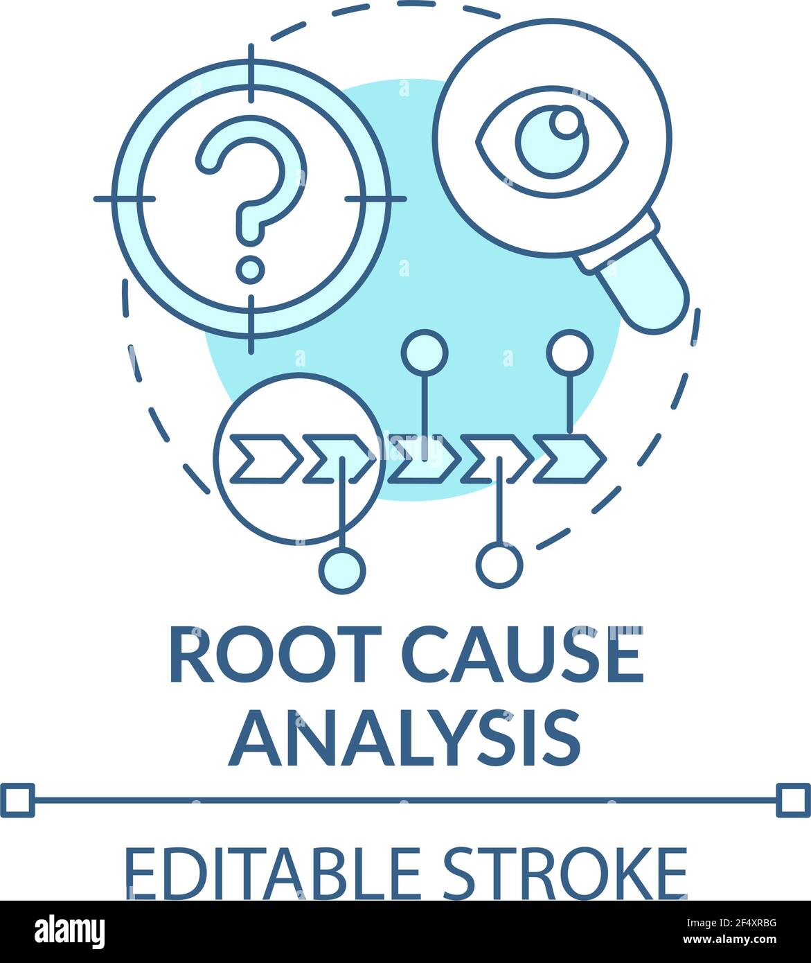 Blaues Konzeptsymbol für die Ursachenanalyse Stock Vektor