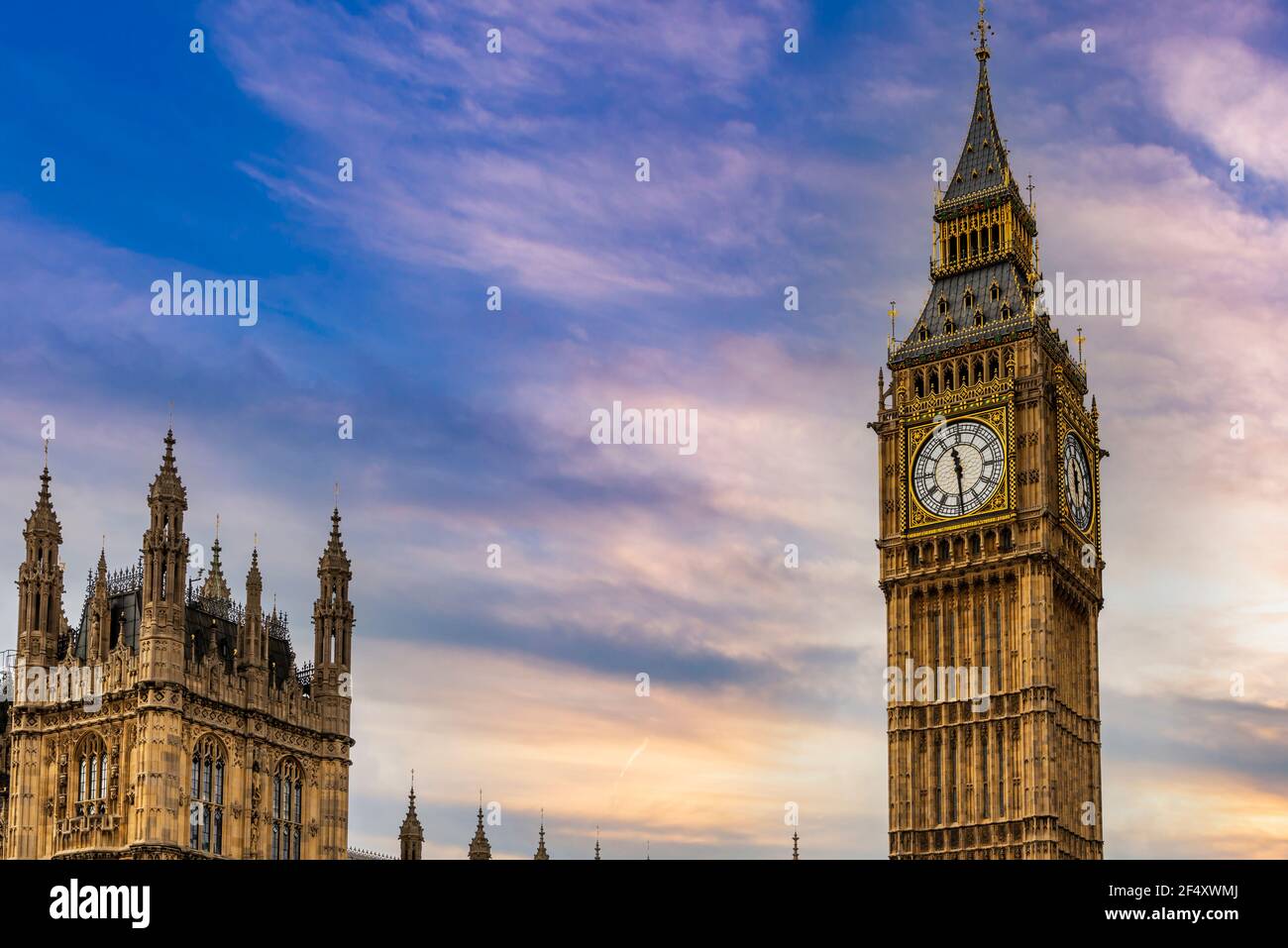 Details von Houses of Parliament und Big Ben, in London, England, Vereinigtes Königreich Stockfoto