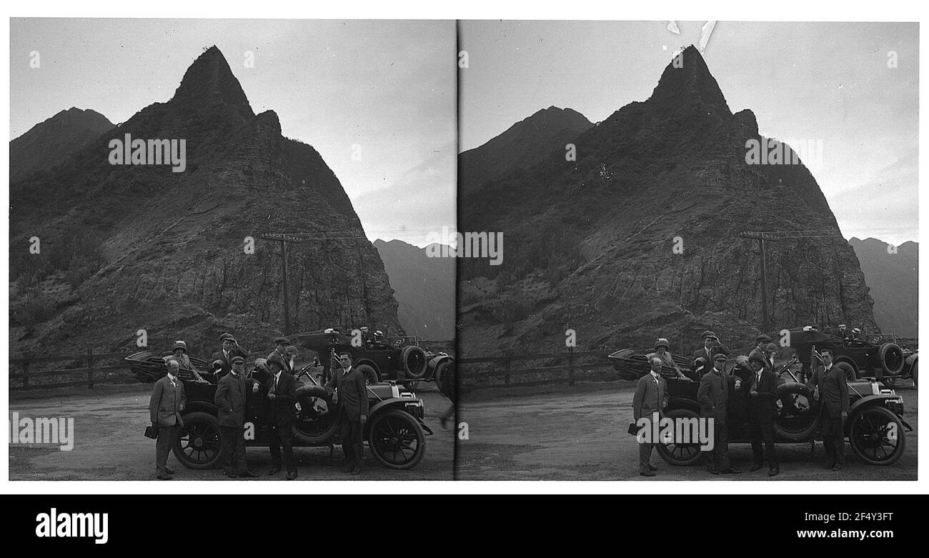 O'ahu (Hawaii). Autotour von Honolulu zum Nu'uanu Pali (Pali Lookout) Stockfoto