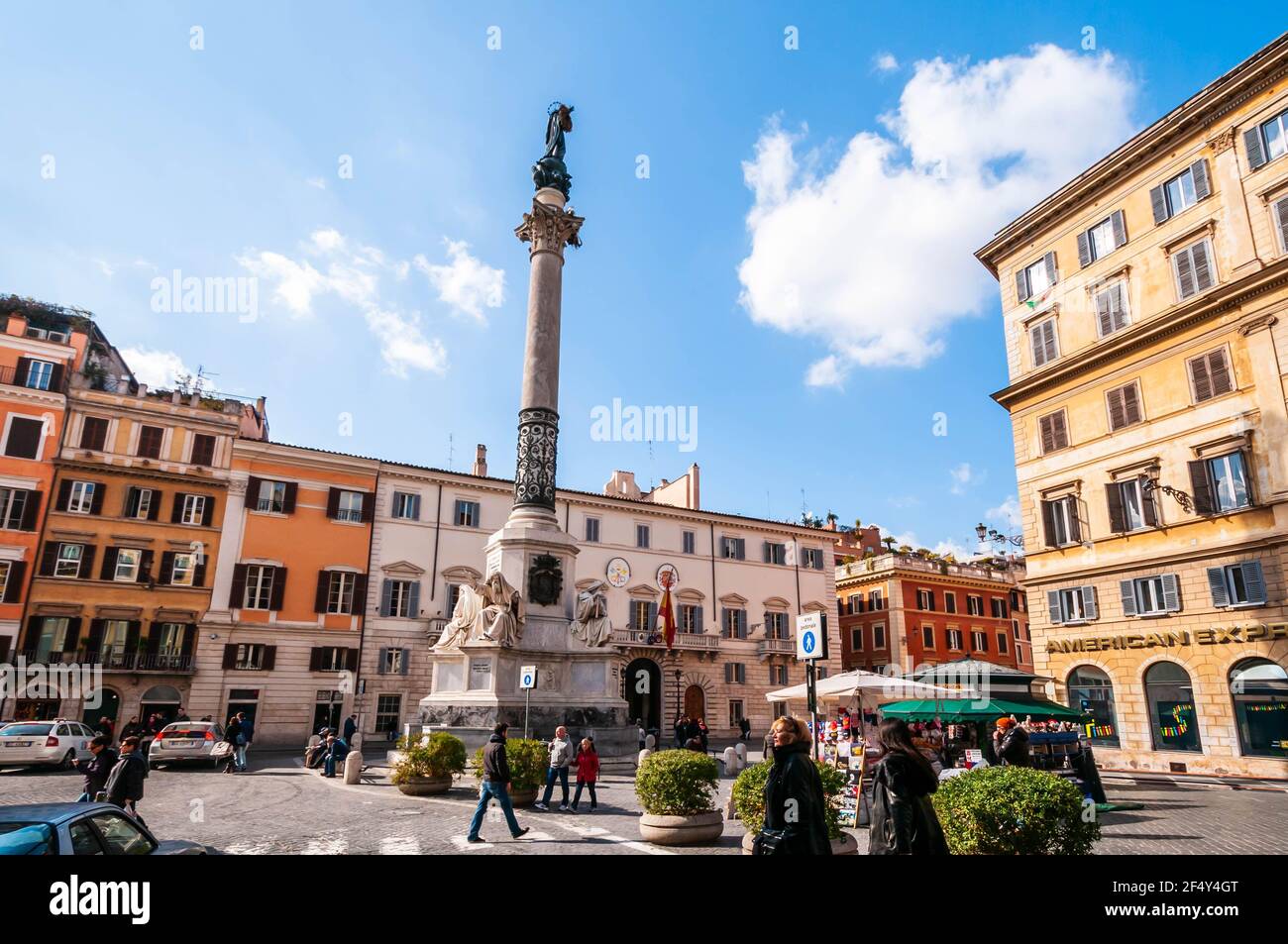 Säule der Unbefleckten Empfängnis auf der Piazza di Spagna in Rom, Latium, Italien Stockfoto