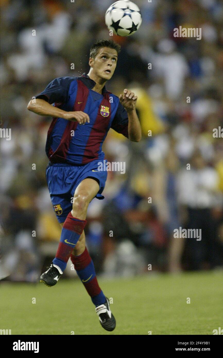 Internationales Freundschaftsspiel zwischen F.C Barcelona und A.C. Mailand im RFK Stadium, Washington DC, USA, Juli 30 2003. Stockfoto