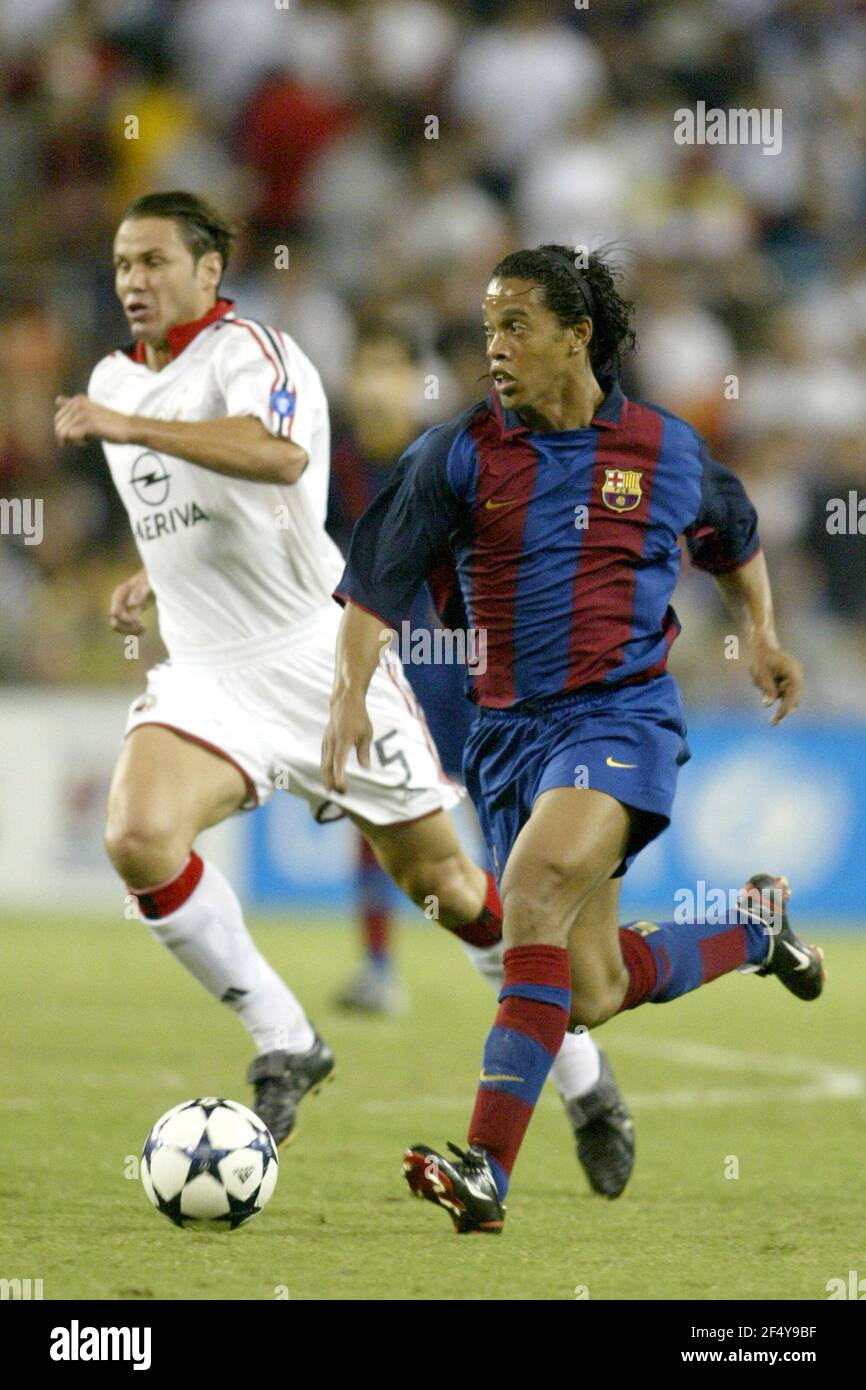 Internationales Freundschaftsspiel zwischen F.C Barcelona und A.C. Mailand im RFK Stadium, Washington DC, USA, Juli 30 2003. Stockfoto