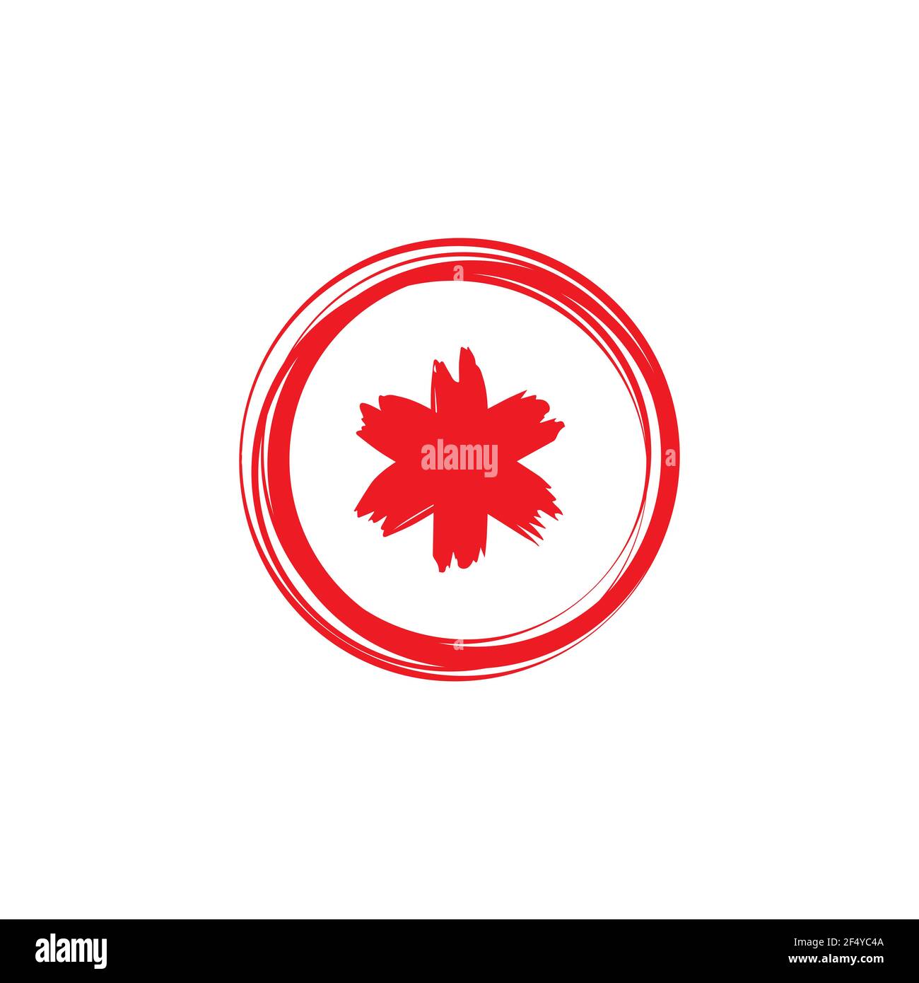 Roter Pinsel gemalt Sternchen Fußnote im Kreis. Flaches Symbol auf weißem Hintergrund isoliert. Vektor-Illustration. Cartoon-Stern-Note-Symbol für mehr informat Stock Vektor