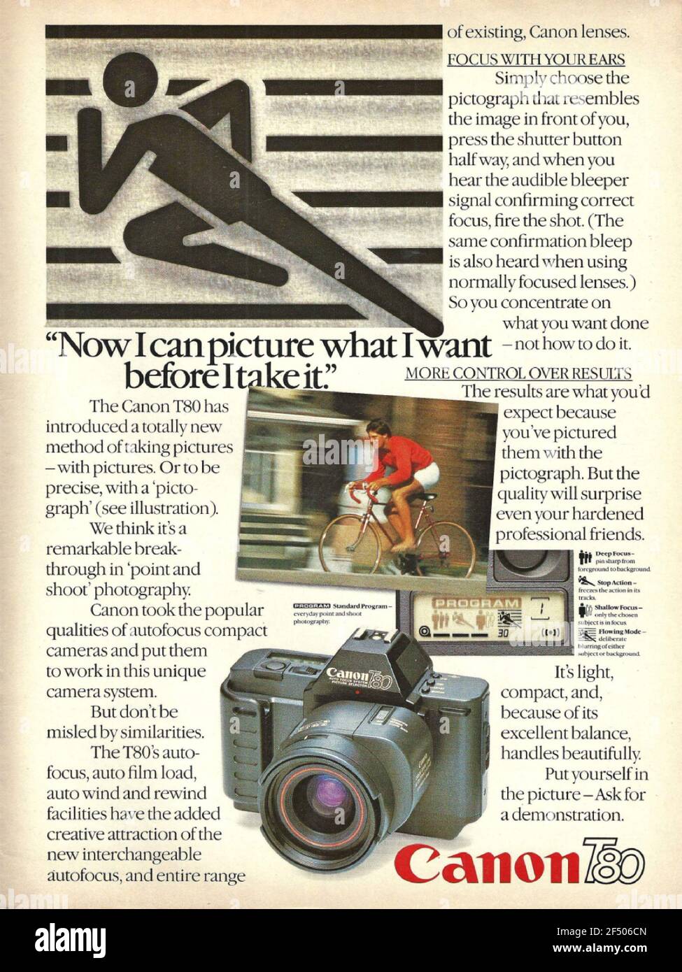 Werbeplakat Werbung Werbung für Canon Vintage Paper Anzeige der 1970er Jahre Stockfoto