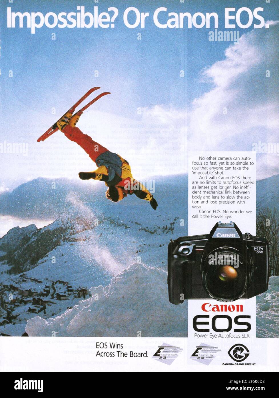 Werbeplakat Werbung Werbung für Canon Vintage Paper Anzeige der 1970er Jahre Stockfoto