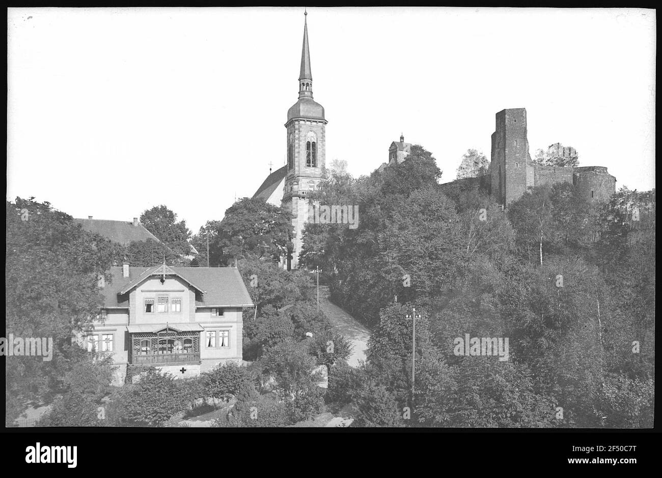 Stolpen. Schloss und Kirche Stockfoto