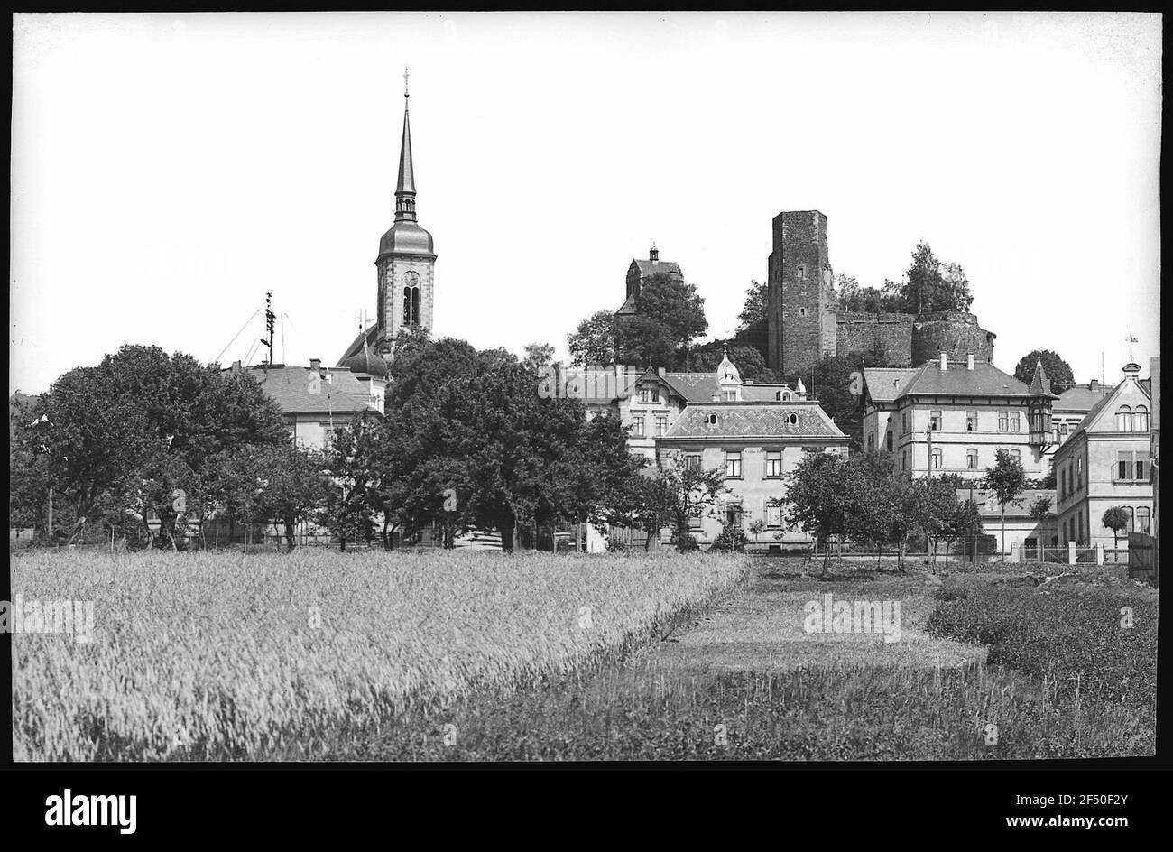 Stolpen. Kirche und Schloss Stockfoto
