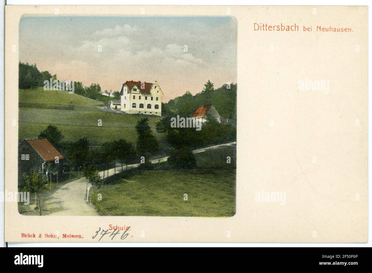 Dittersbach bei Neuhausen - Schule Dittersbach. Dittersbach bei Neuhausen. Schule Stockfoto