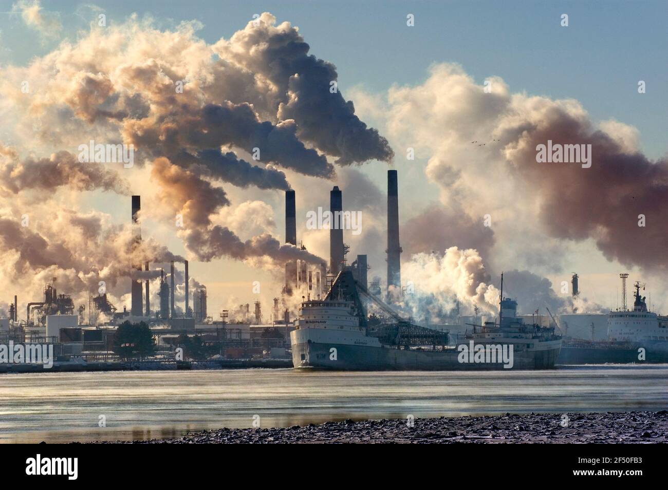 Luftverschmutzung durch chemische Industrie am St. Clair River in Port Huron, Michigan Stockfoto