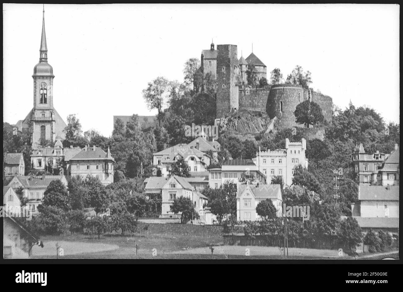 Stolpen. Kirche und Schloss Stockfoto