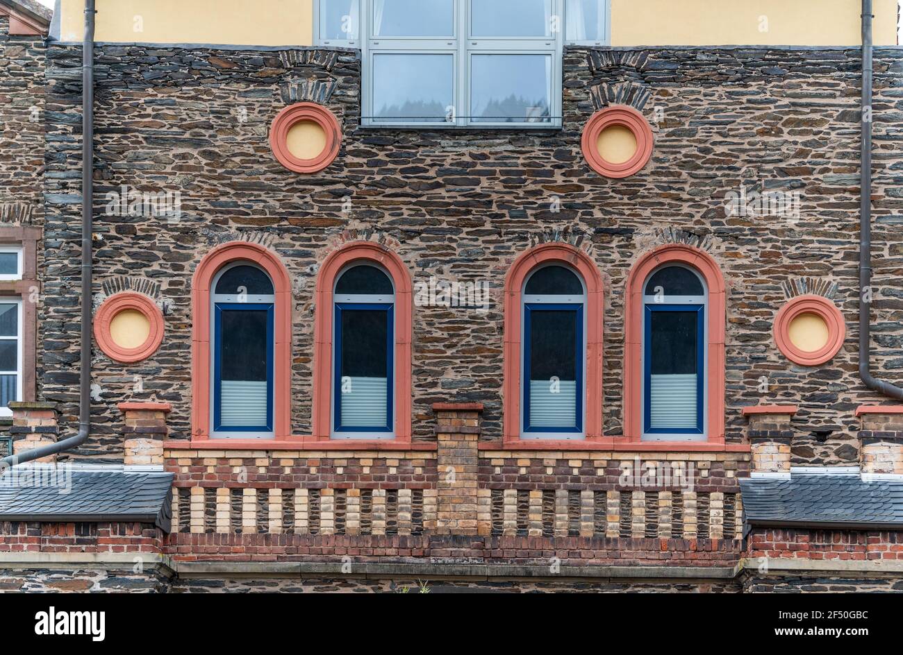 Architektur im Moseltal, Traben-Trarbach, Deutschland Stockfoto