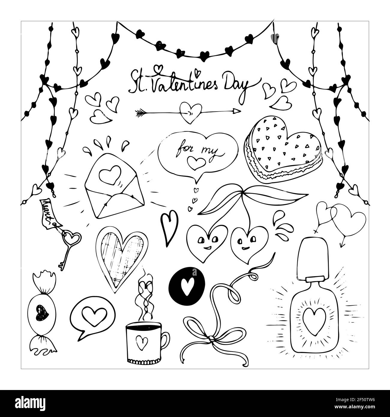 valentinstag setzen isolierte Elemente Stockfoto