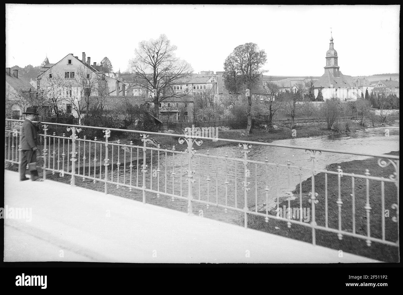Flöha. Blick von der Kirchenbrücke Stockfoto