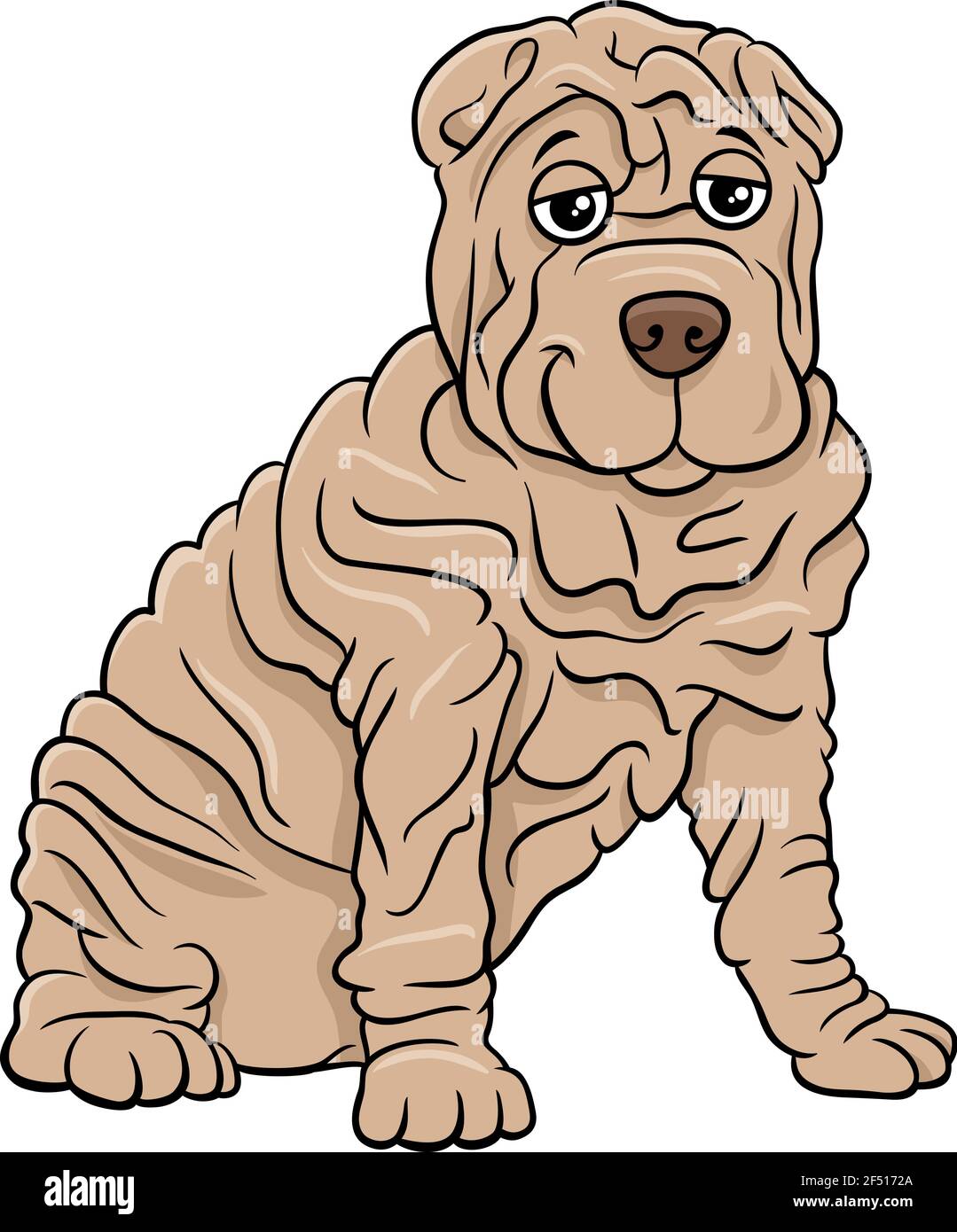 Cartoon-Illustration von Shar Pei reinrassigen Hund Tier Charakter Stock Vektor
