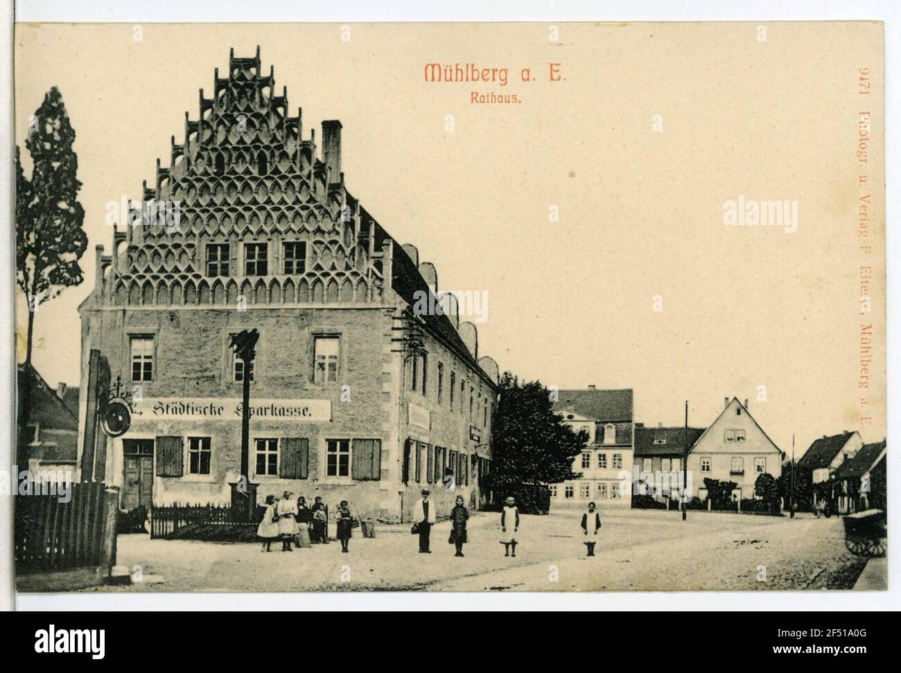 Rathaus Mühlberg / Elbe. Rathaus Stockfoto
