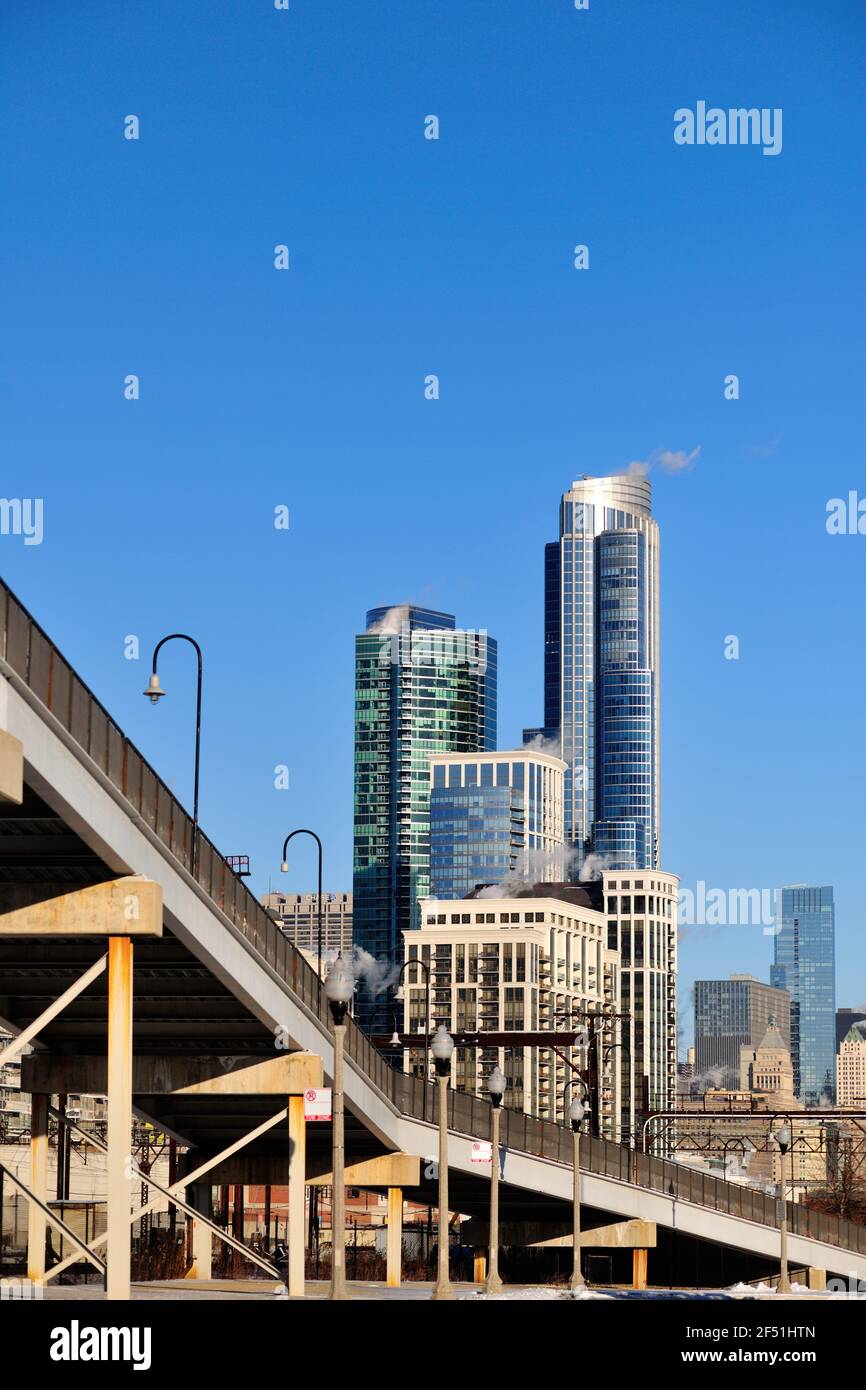 Chicago, Illinois, USA. Ein Museumspark, der über der nahe Südseite von Chicago thront. Stockfoto