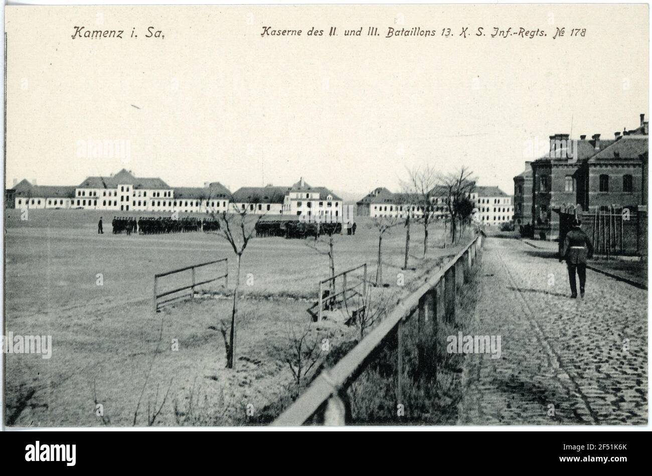 Kaserne der 2 und 3rd Bataillone 13th Königlich Sächsisches Infanterie-Regiment Nr. 178 Kamenz. Baracken d. 2 u. 3. Bat. 13. K.S. Inf. Stints. Nr. 178 Stockfoto