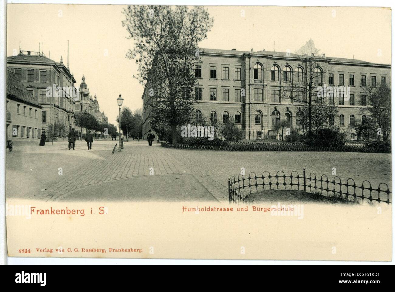 Humboldtstraße und Bürgerschule Frankenberg. Humboldstraße und Bürgerschule Stockfoto