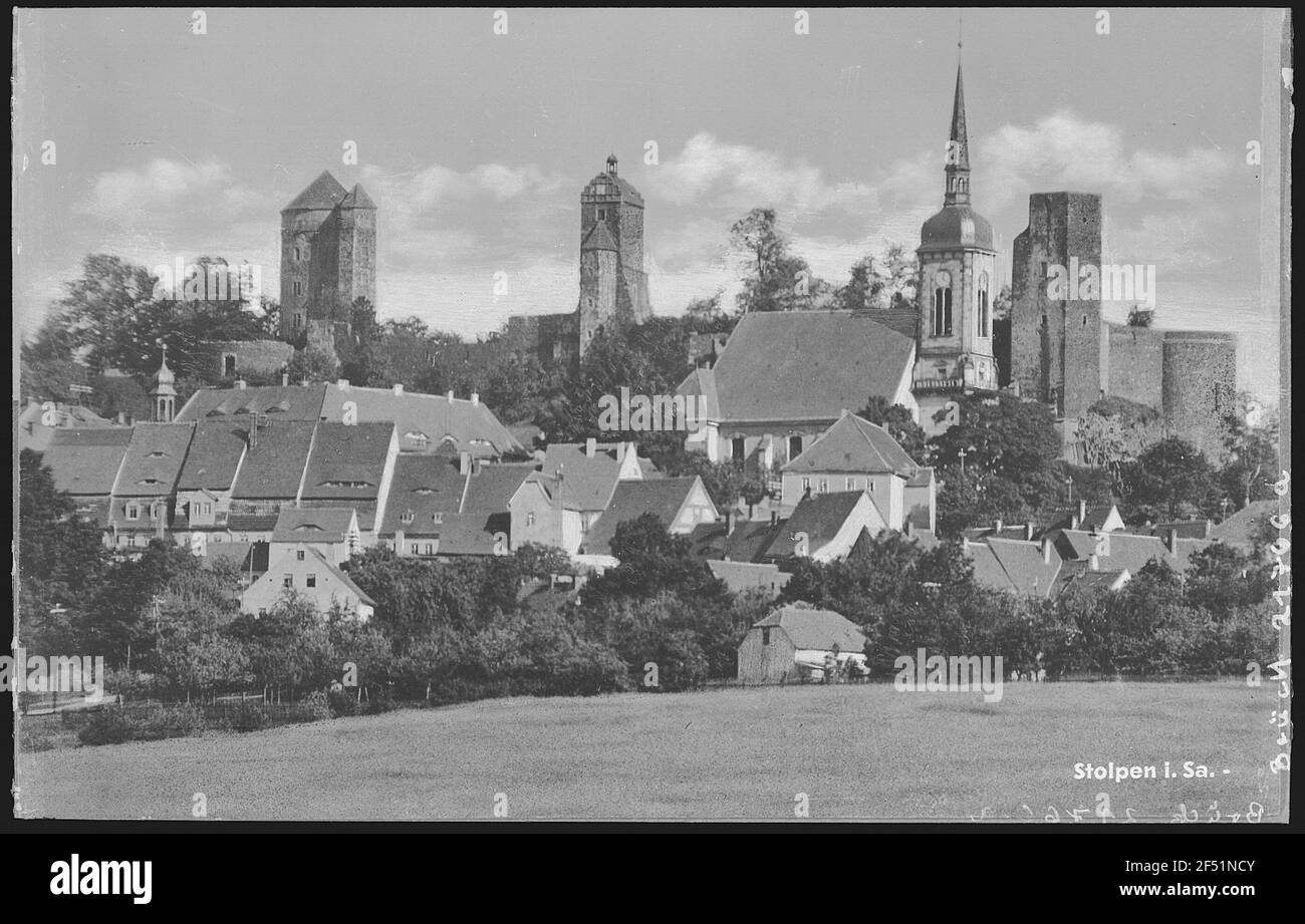 Stolpen. Schloss und Kirche Stockfoto