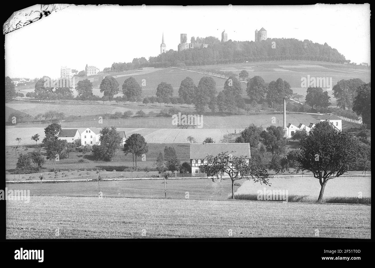 Stolpen. Mit Schloss von Süden Stockfoto