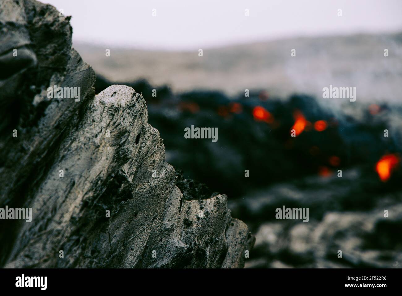 Island - Fagradalsfjall - Geldingadalsgos Vulkanausbruch 2021 Stockfoto
