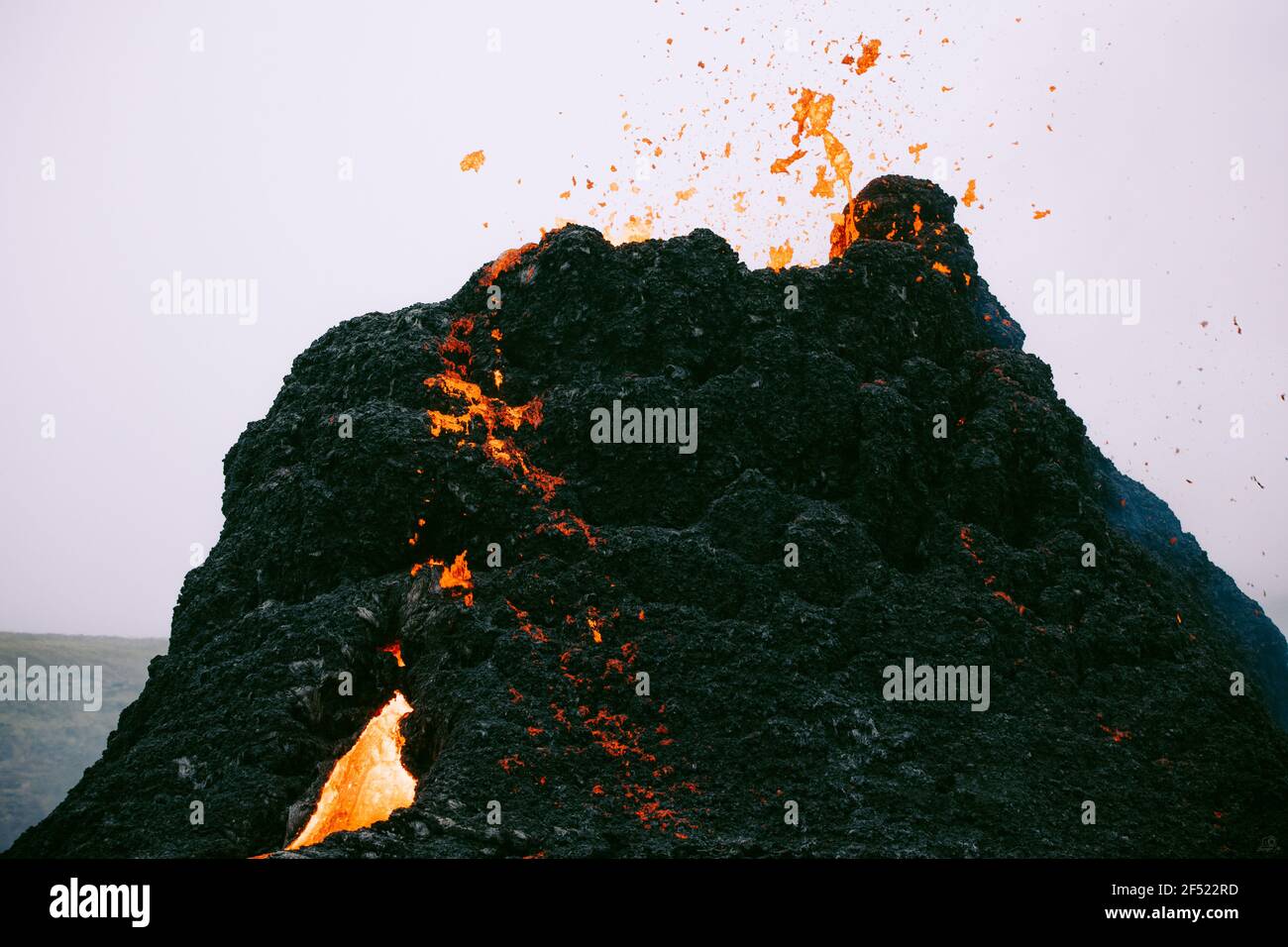 Island - Fagradalsfjall - Geldingadalsgos Vulkanausbruch 2021 Stockfoto