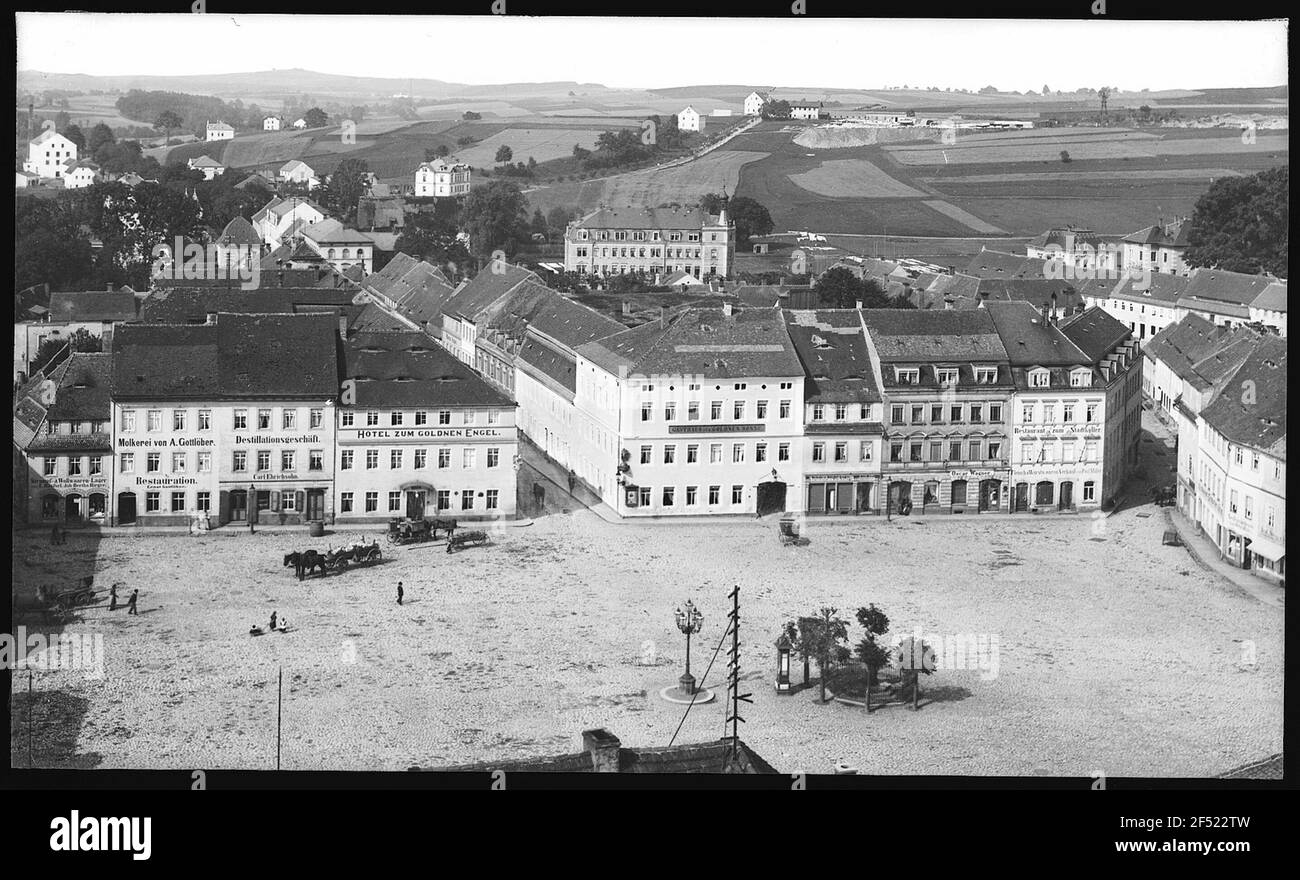 Bischofswerda. Markt mit Dresdnerstraße Stockfoto