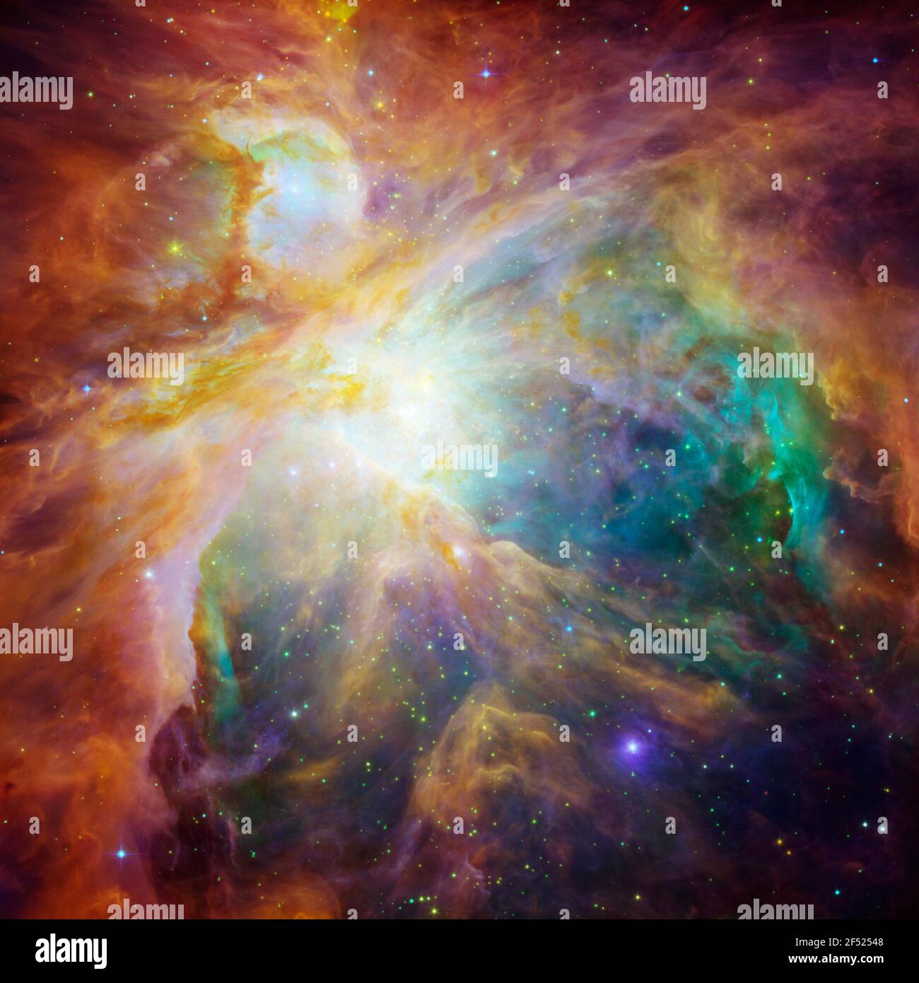 Orionnebel, gesehen von den Hubble Space und Spitzer Space Telescopes. Stockfoto