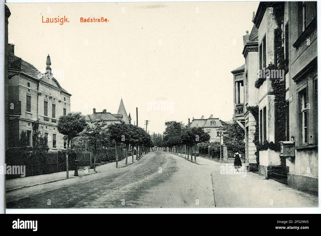 Badstraße Lausigk. Badstraße Stockfoto