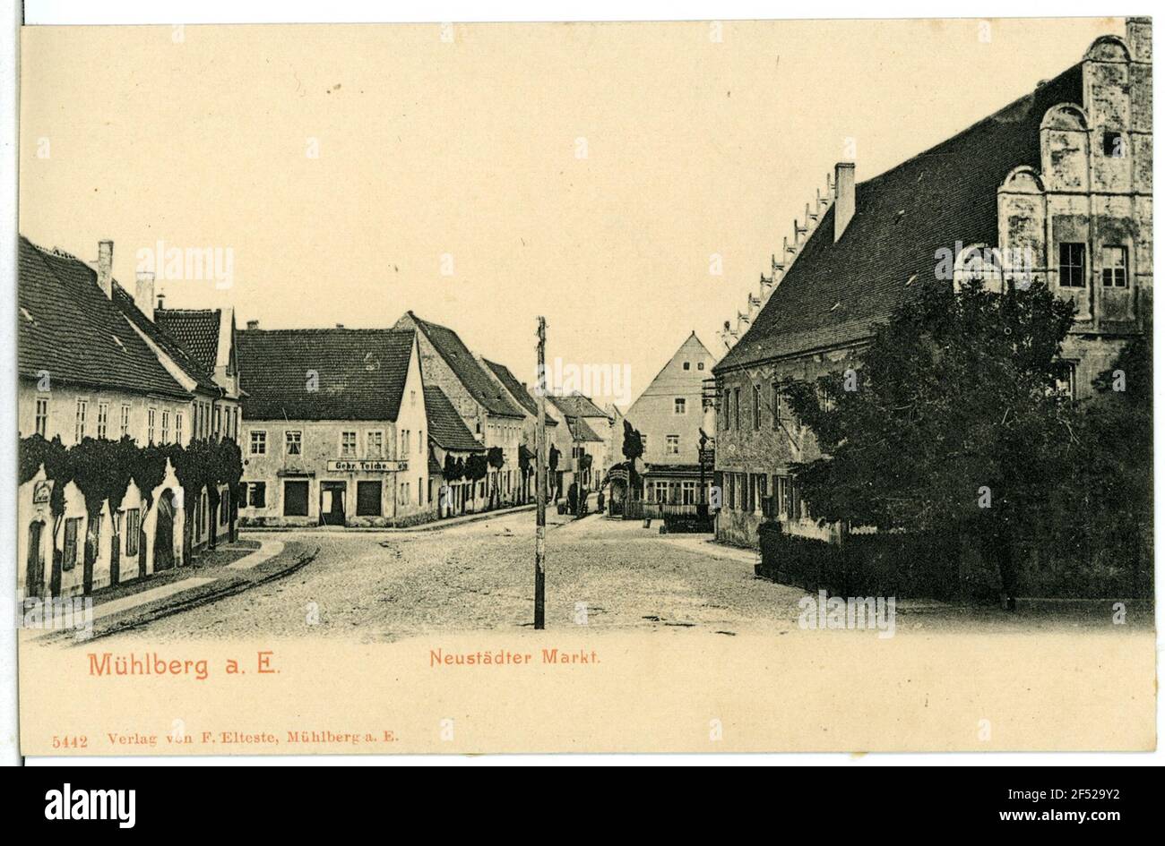 Neustädter Markt Mühlberg. Neustädter Markt Stockfoto