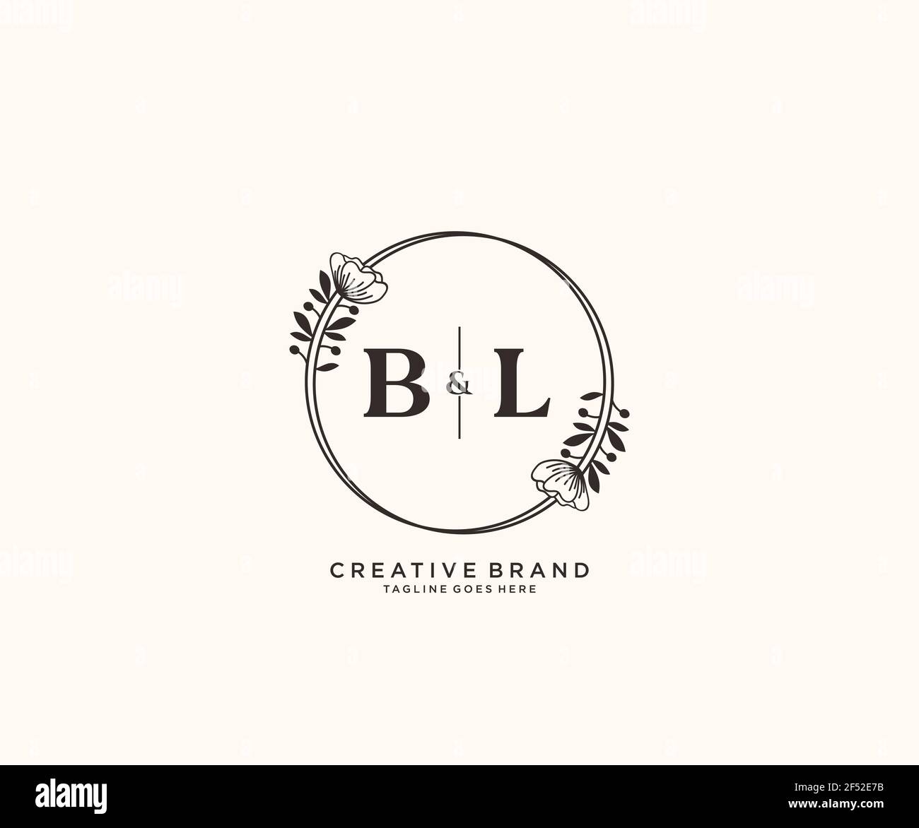 BL Buchstaben handgezeichnet feminine und florale botanische Logo geeignet für Spa Salon Haut Haar Schönheit Boutique und Kosmetik Unternehmen. Stock Vektor