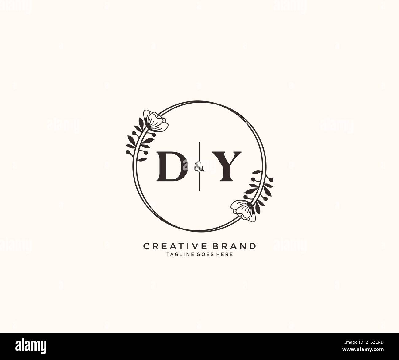 DY Buchstaben handgezeichnet feminine und florale botanische Logo geeignet für Spa Salon Haut Haar Schönheit Boutique und Kosmetik Unternehmen. Stock Vektor