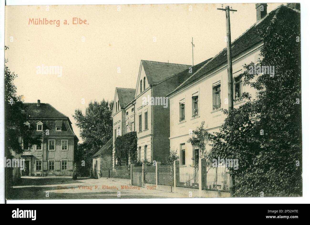 Häuser Mühlberg. Häuser Stockfoto