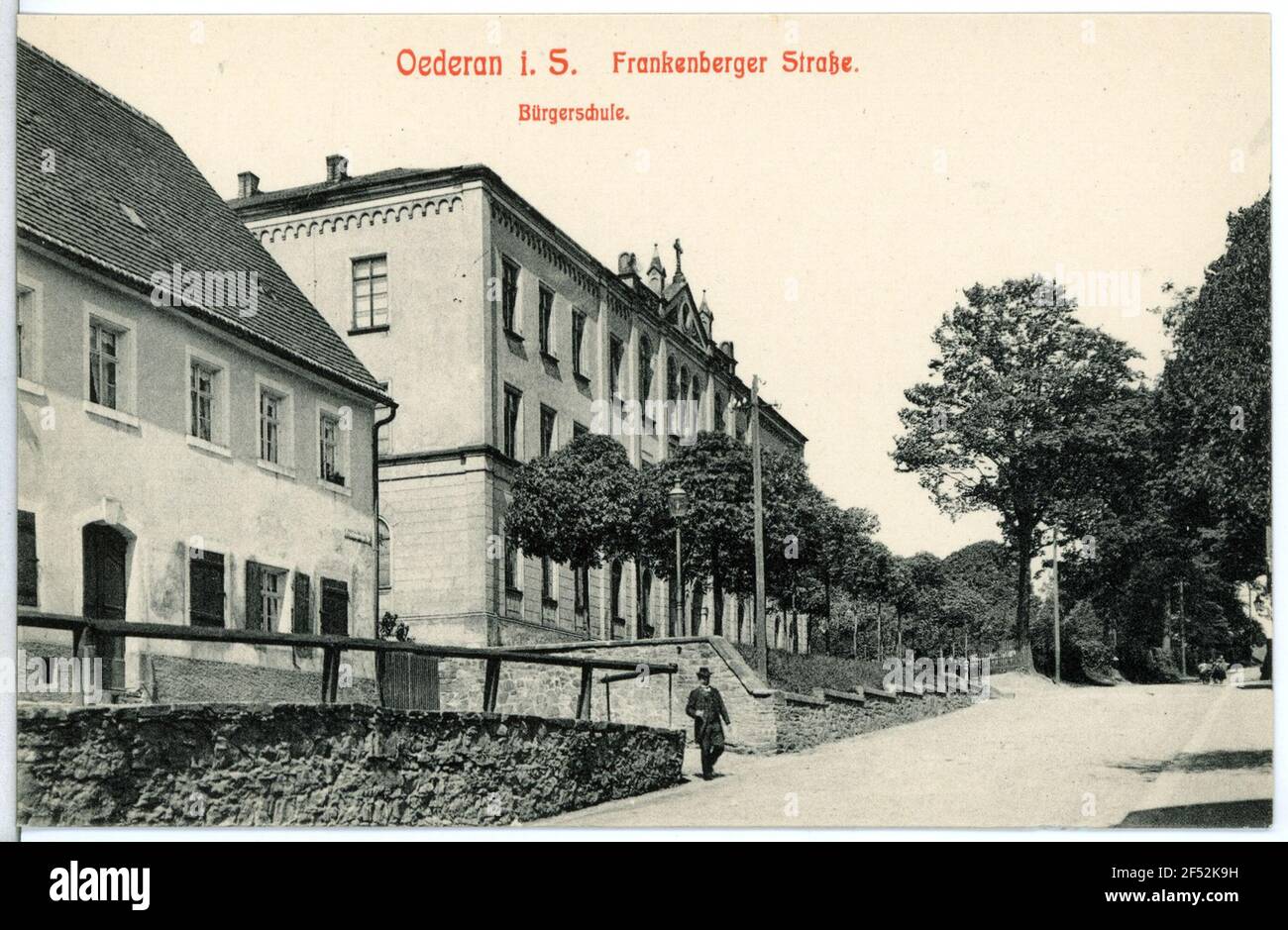 Frankenberger Straße, Bürgerschule Oederan. Frankenberger Straße, Bürgerschule Stockfoto