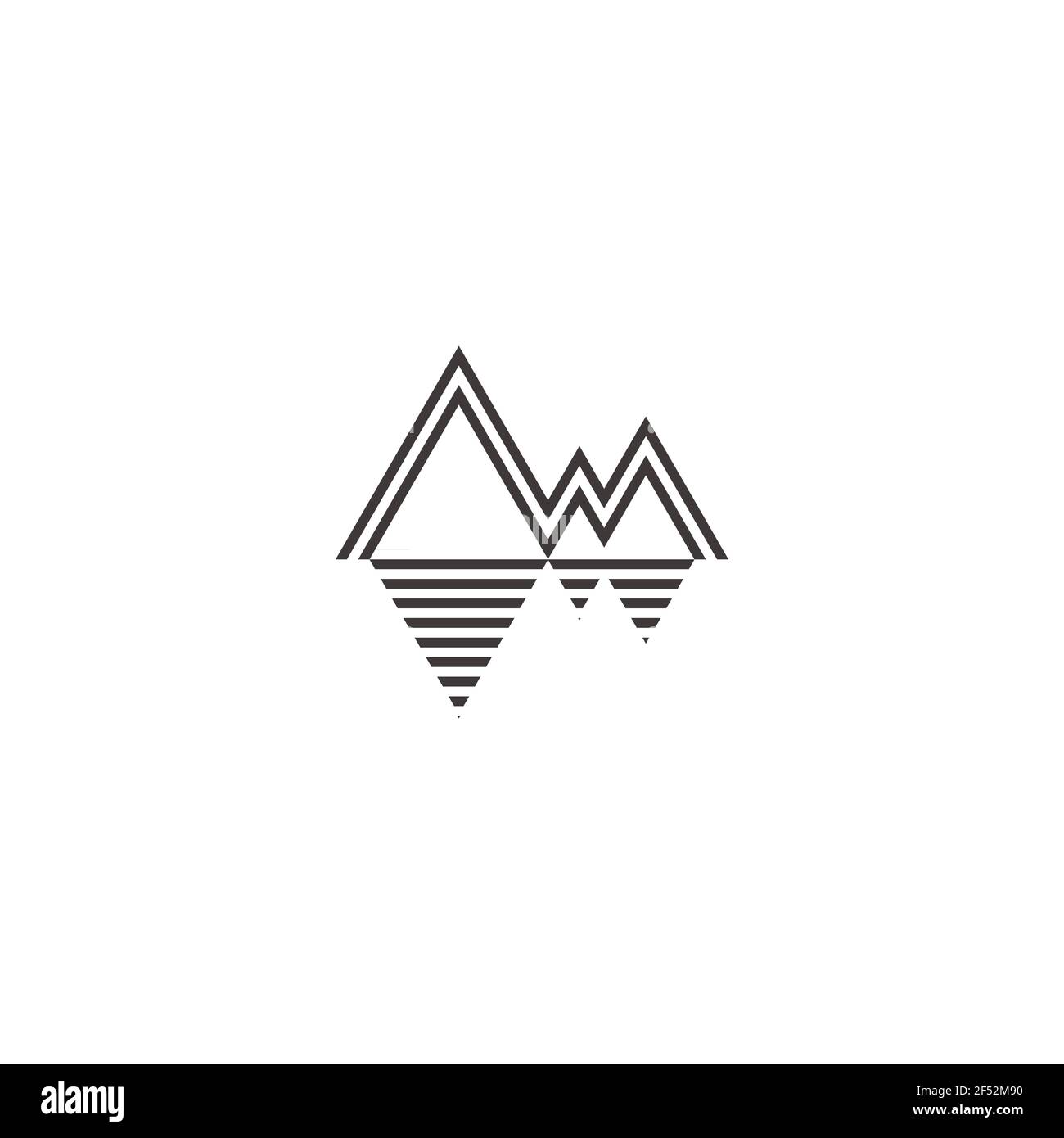 Einfache geometrische Linie Berg Meer Wasser Silhouette Logo Vektor Stock Vektor