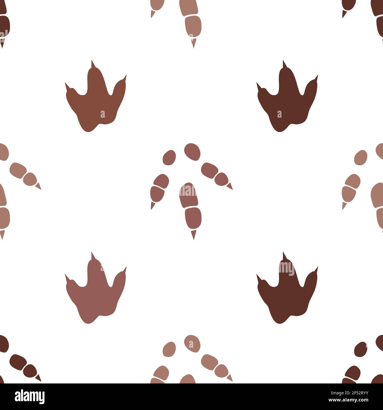 Dinosaurier Fußabdruck Spuren. Minimale Farbe Nahtloses Muster. Hintergrund mit Pfote, Klaue Raubtier. Dinosaurier Fußabdruck nahtloses Muster perfekt für Textil Stock Vektor